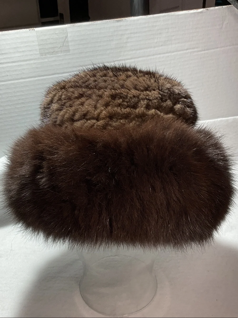 Source Unknown Dark Brown Plush Faux Fur Hat